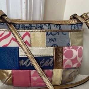 💛Coach Multicolor Patchwork Crossbody Bag🩷